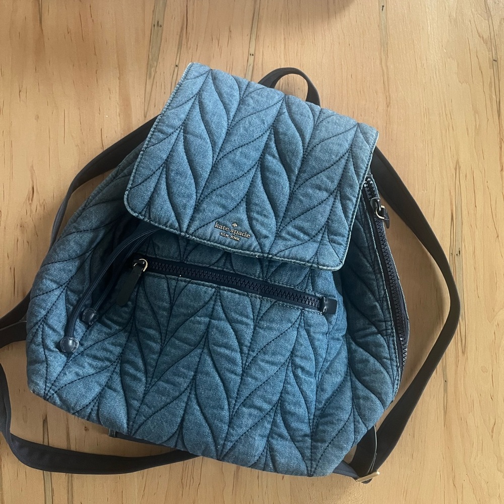 Kate Spade Blue Quilted Backpack
